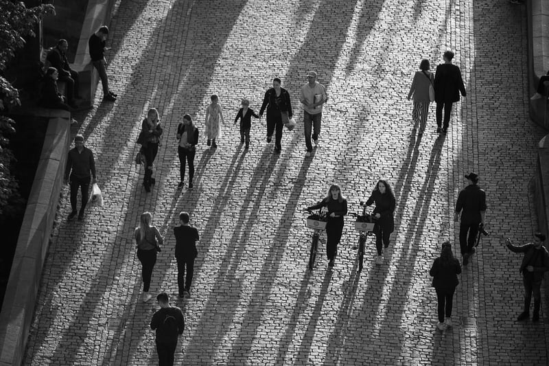 Person walking in urban setting